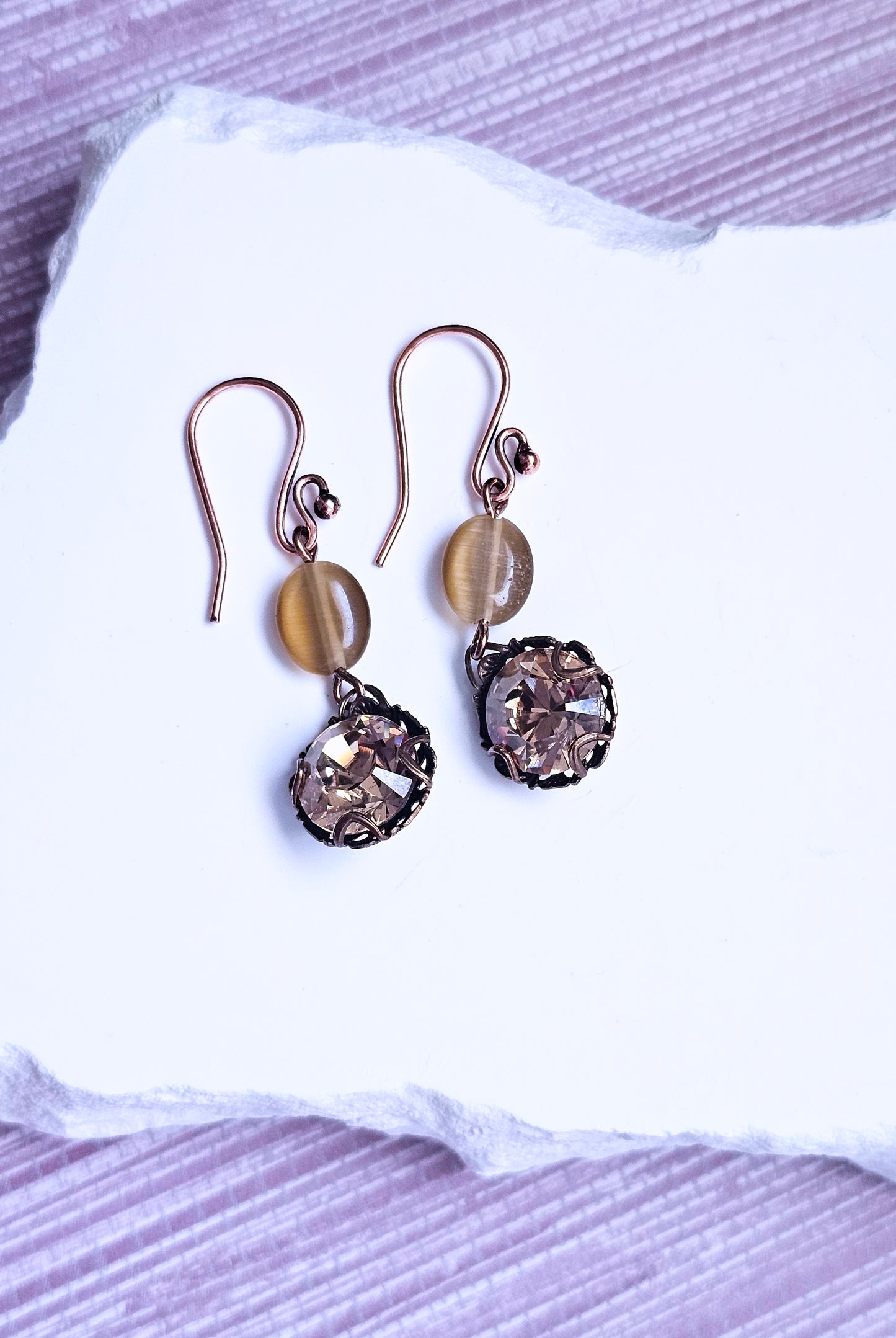 Vintage Look Swarovski Crystal Drop Earrings