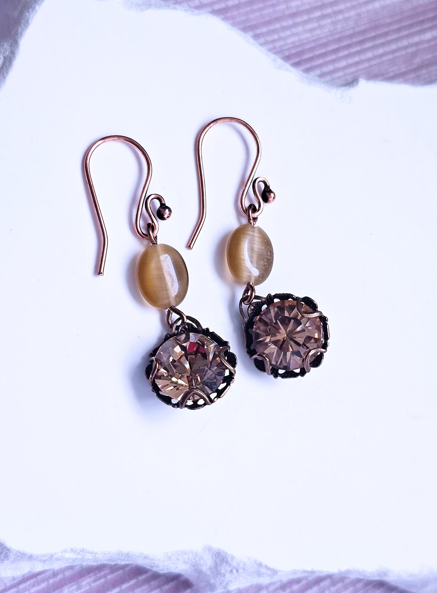 Vintage Look Swarovski Crystal Drop Earrings