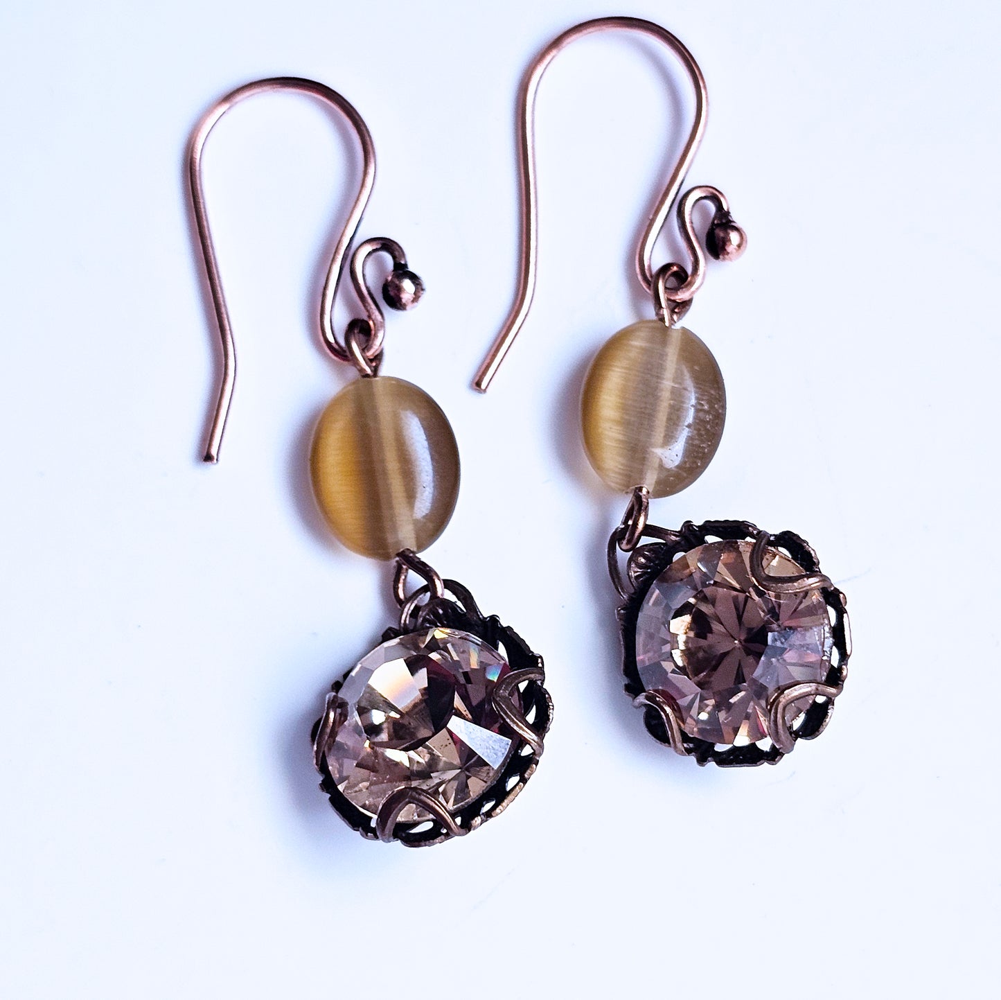 Vintage Look Swarovski Crystal Drop Earrings