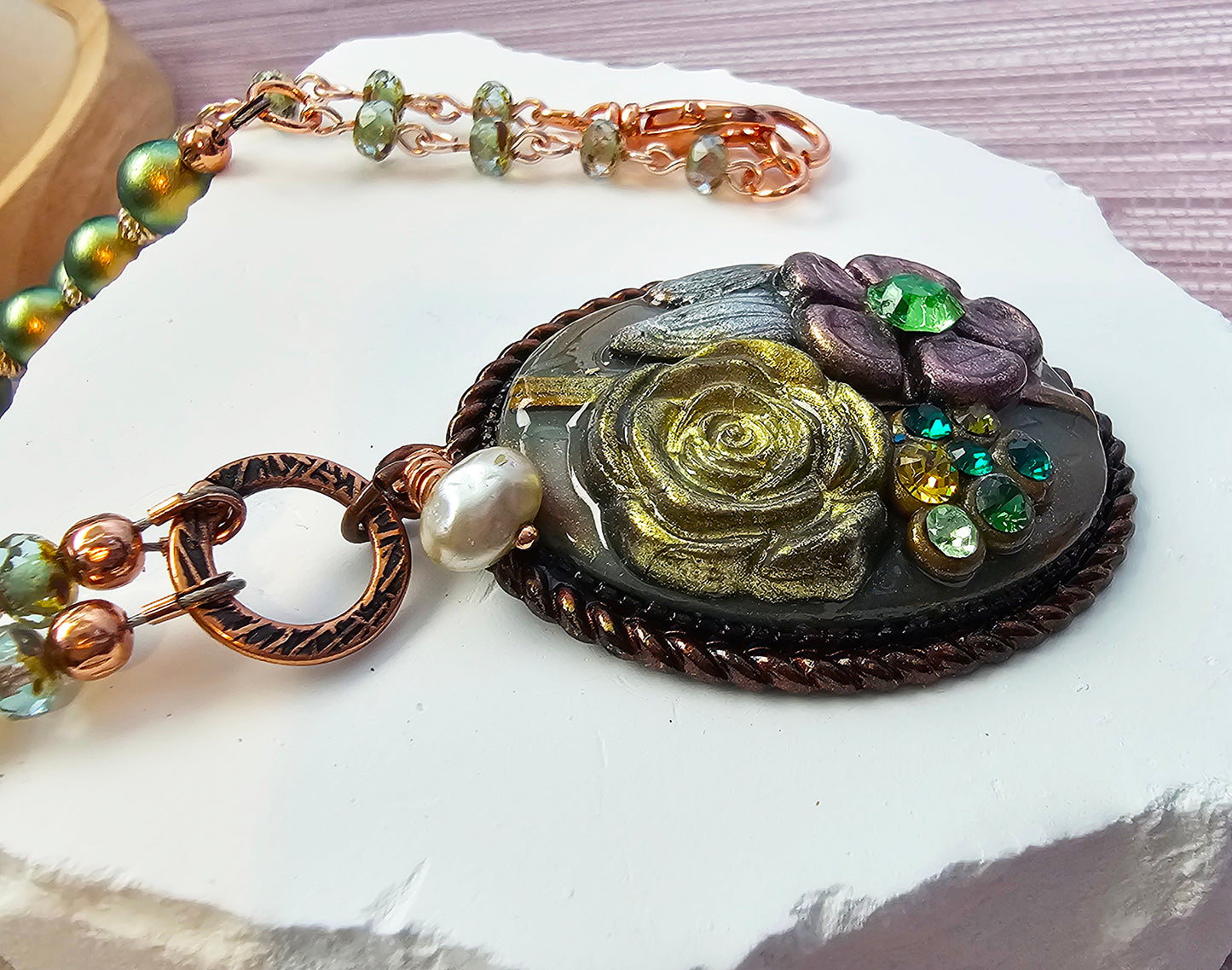 Golden Rose Garden Statement Necklace