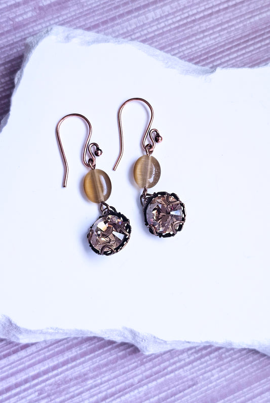 Vintage Look Swarovski Crystal Drop Earrings
