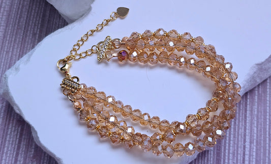 Golden Glow Triple Strand Crystal Bracelet