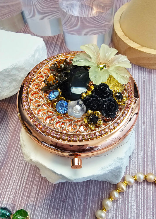 Crystal Bloom Elegance Compact Mirror