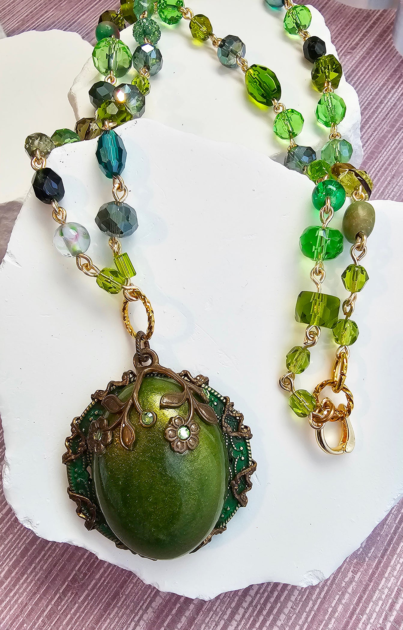 Emerald Enchantment Beaded Necklace