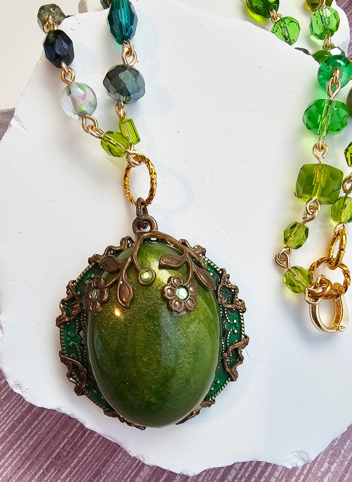 Emerald Enchantment Beaded Necklace