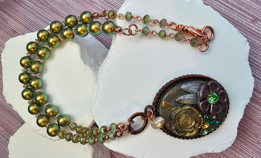 Golden Rose Garden Statement Necklace